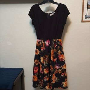 EShakti women’s dress sz 8 flower skirt  jersey top, elastic waist pockets NWOT